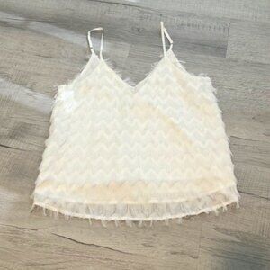 Super Cute White Frilly Tank Top (lined)